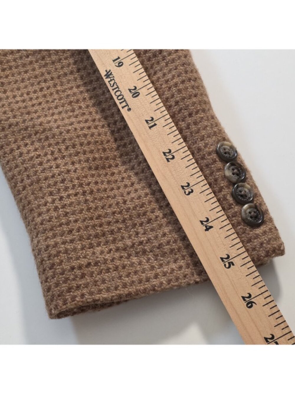 Lauren Ralph Lauren Tweed Crested Blazer Women US 16 Tan Houndstooth Wool Preppy - Picture 9 of 16